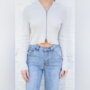 Brandy Melville Grey Arden Crop Hoodie